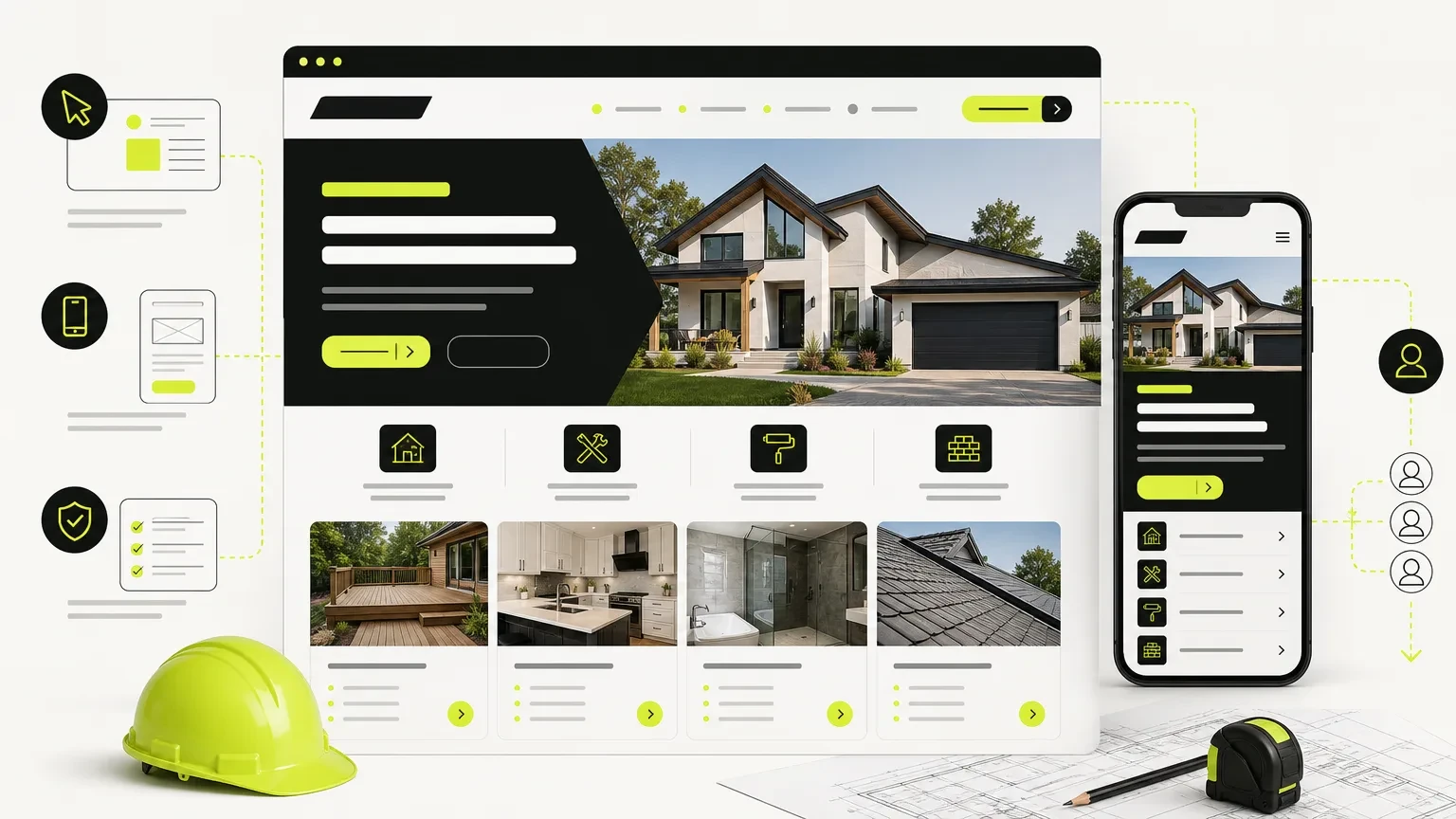 affordable website redesign services — Homepage mockup for contractor website design for Frummerin Digital