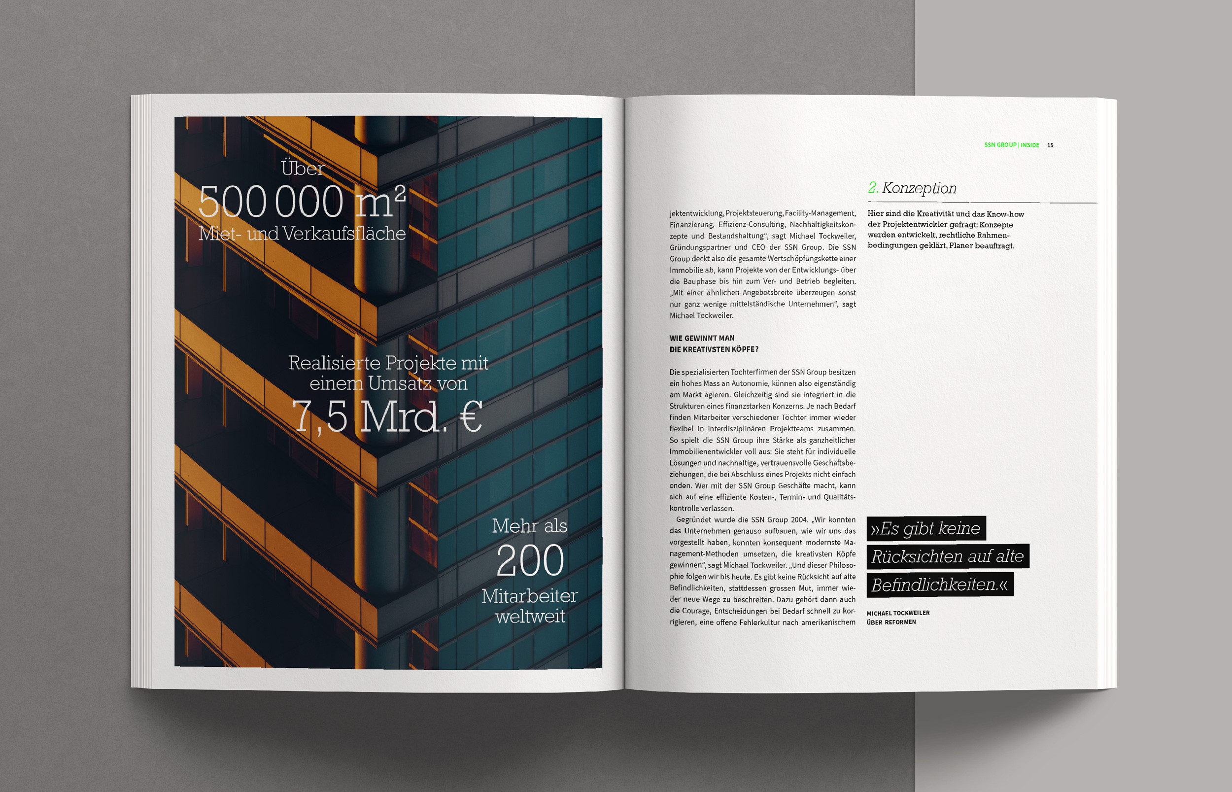 Editorial Design für das Magazin INSIDE – präzise Raster, klare Bildsprache und typografische Balance