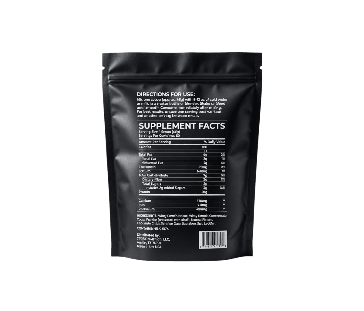 Double Chocolate Protein Refill Pack (900g) backside