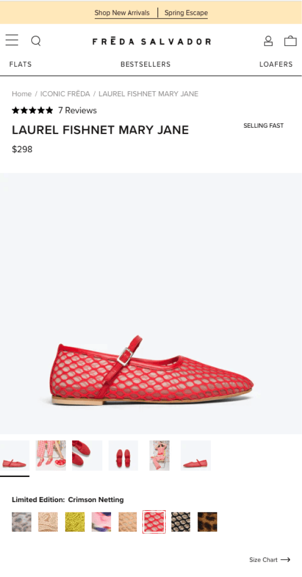Mobile product detail page for Freda Salvador lattice leather Mary Jane flats