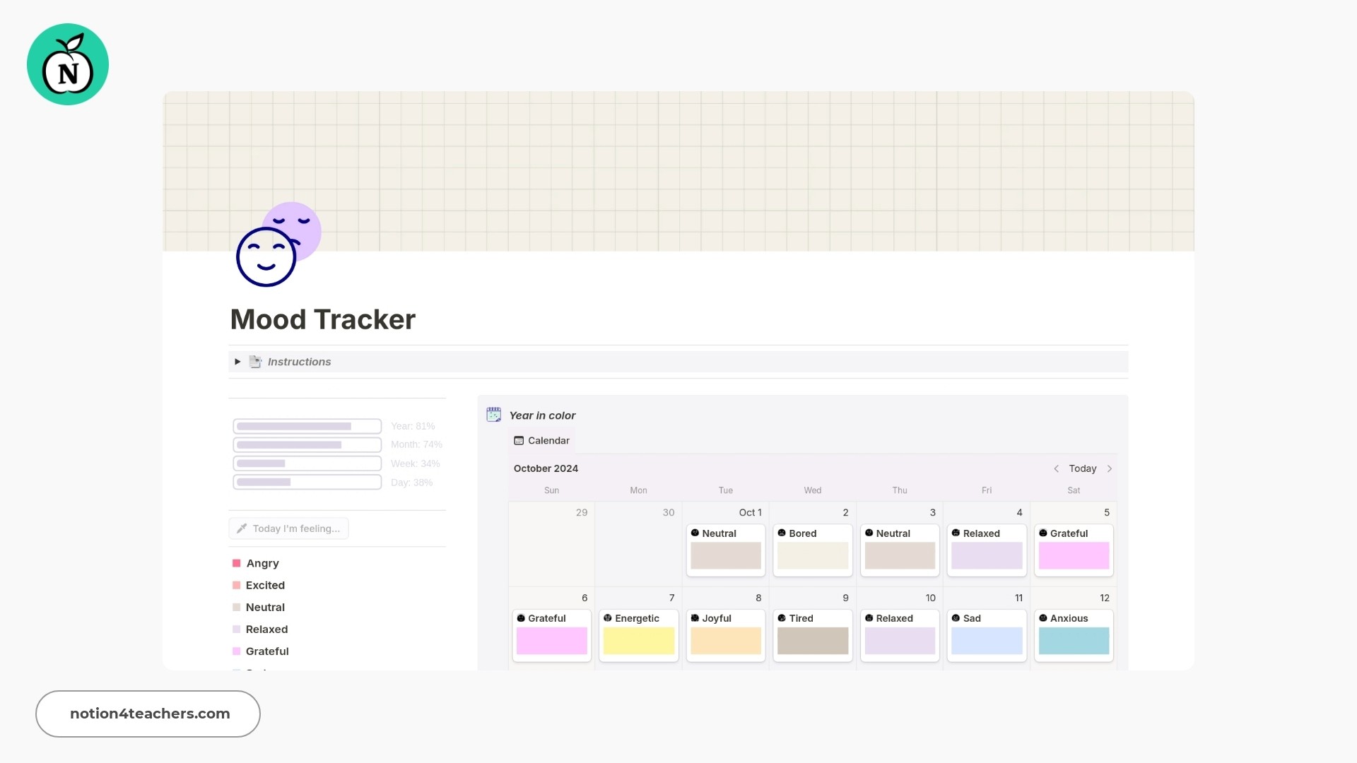 Color Mood Tracker Template by elephant.paper