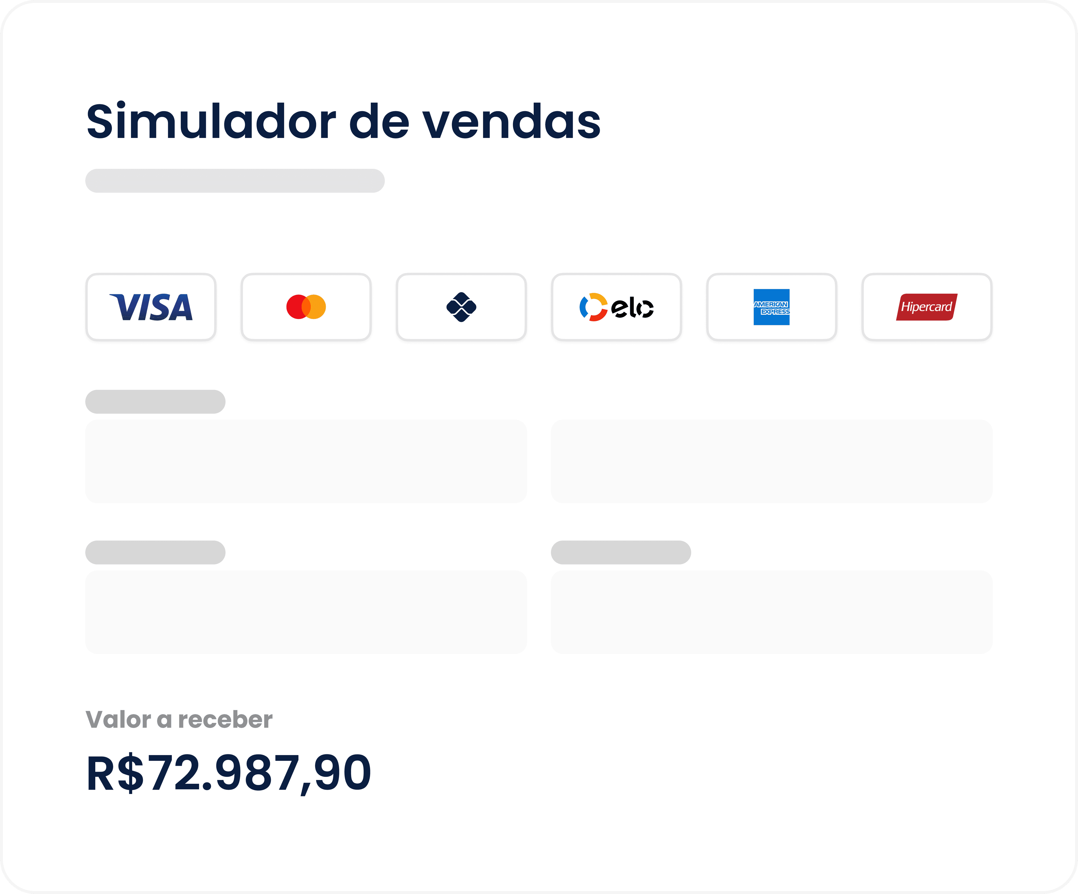 imagem ilustrativa de um simulador de vendas e de taxas para o vendedor saber quanto ele vai receber pela venda que acabou de fazer