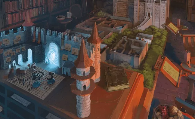 Image of a table set up to play dungeons and Dragons