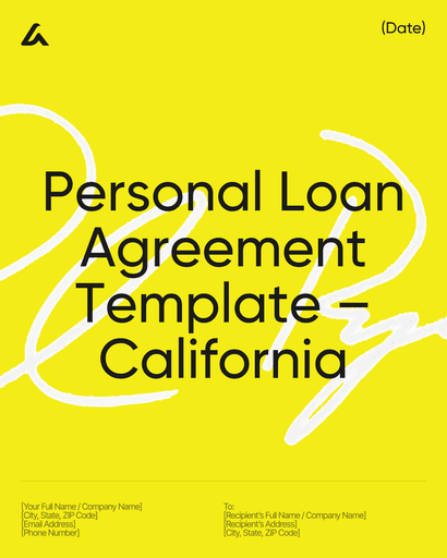 Personal Loan Agreement Template – California