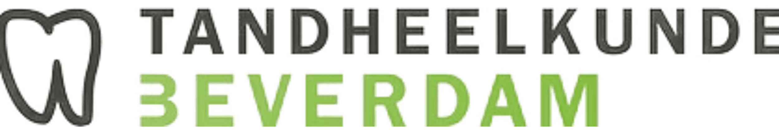 Logo of "Tandheelkunde Beverdam" featuring a stylized tooth icon, with the text "Beverdam" highlighted in green.