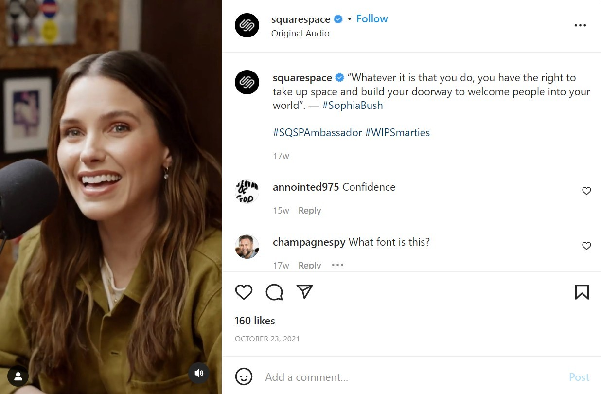 IG Post by Squarespace featuring a discussion