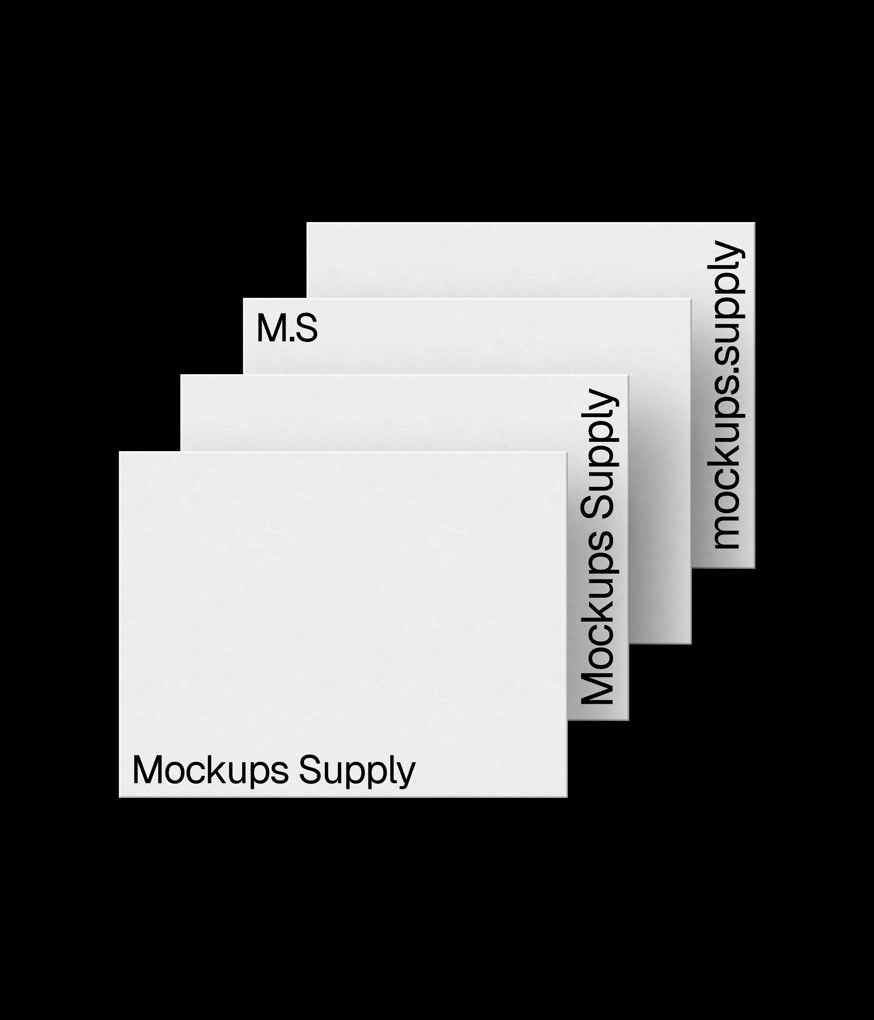 4 US Letter paper mockup landscape for Photoshop with debossed text effect, white papers on black background, minimal stationery and print branding presentation