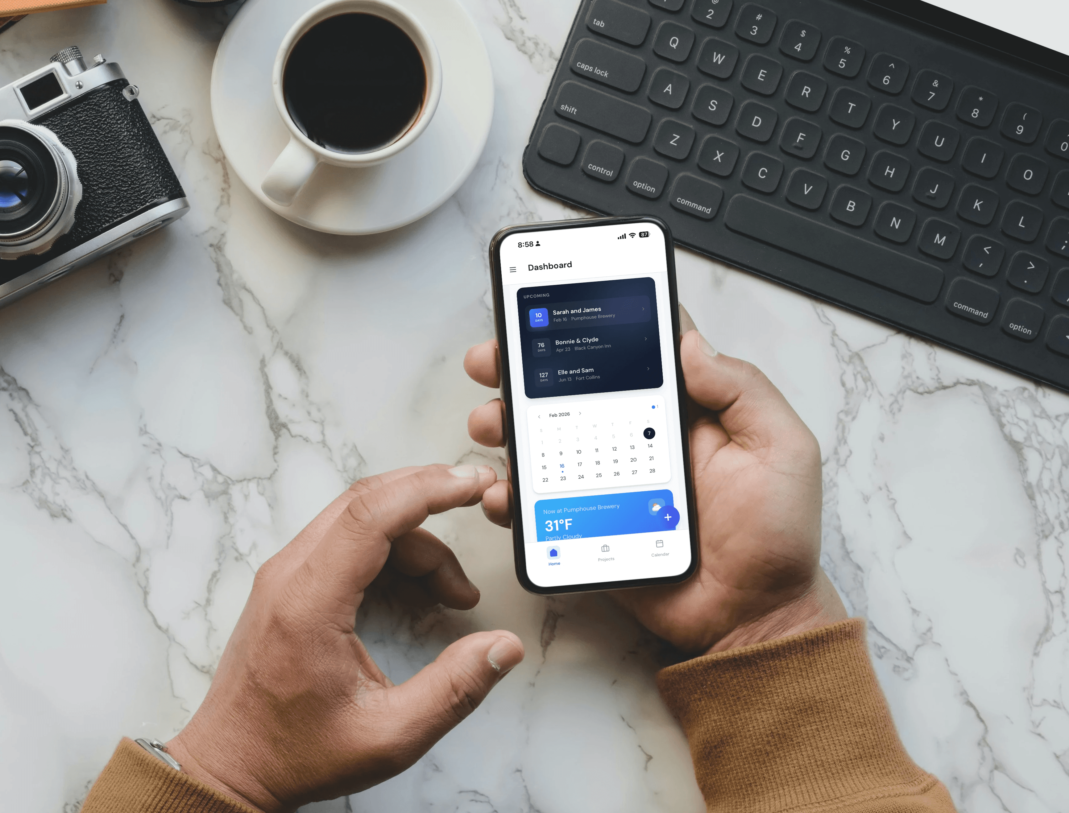 A mockup of Freelio's mobile app