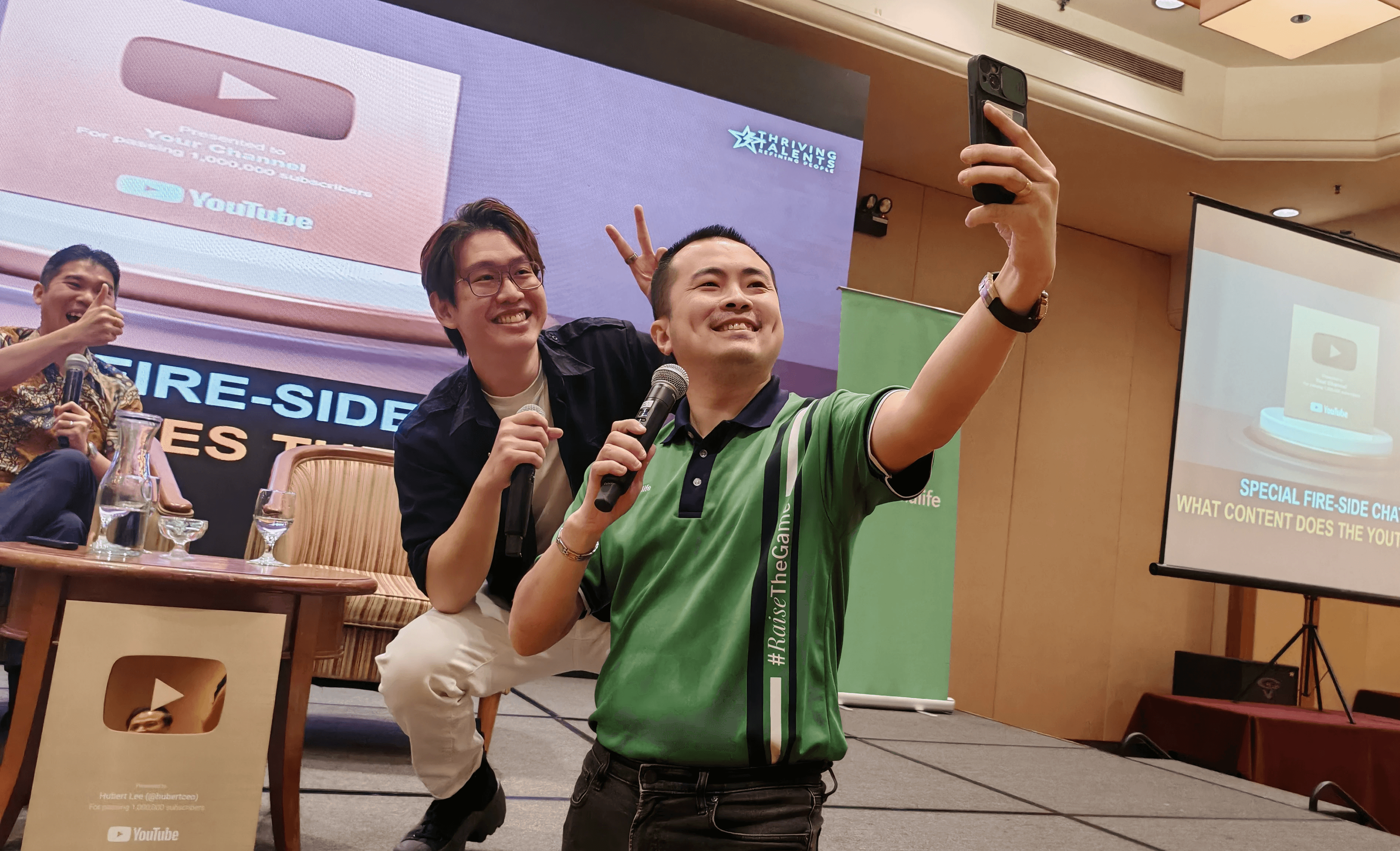 Woman in a beige turtleneck by an old computer and TV, retro 80s office portrait.