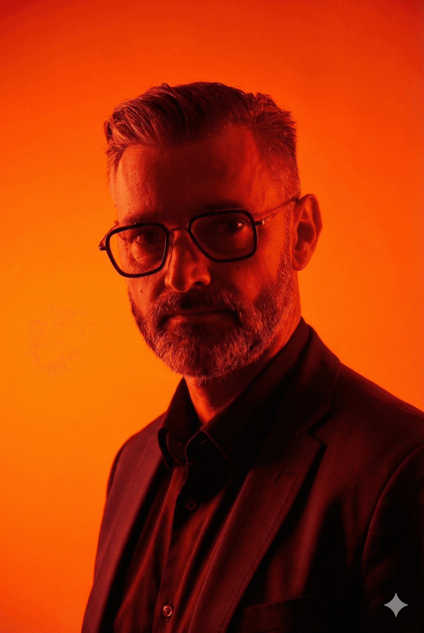 image of man wearing glasses folding his arms