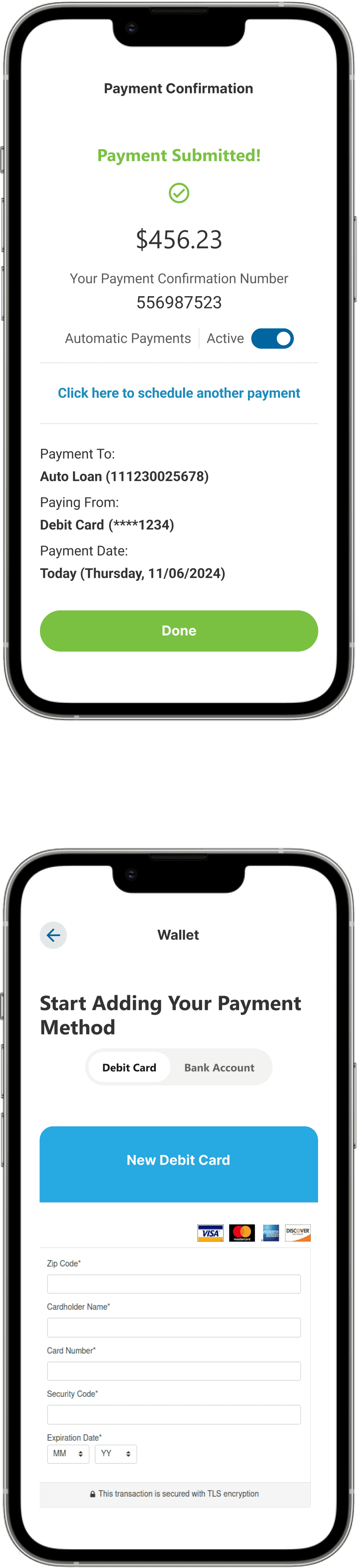 image of two phones for online banking at Crescent Bank