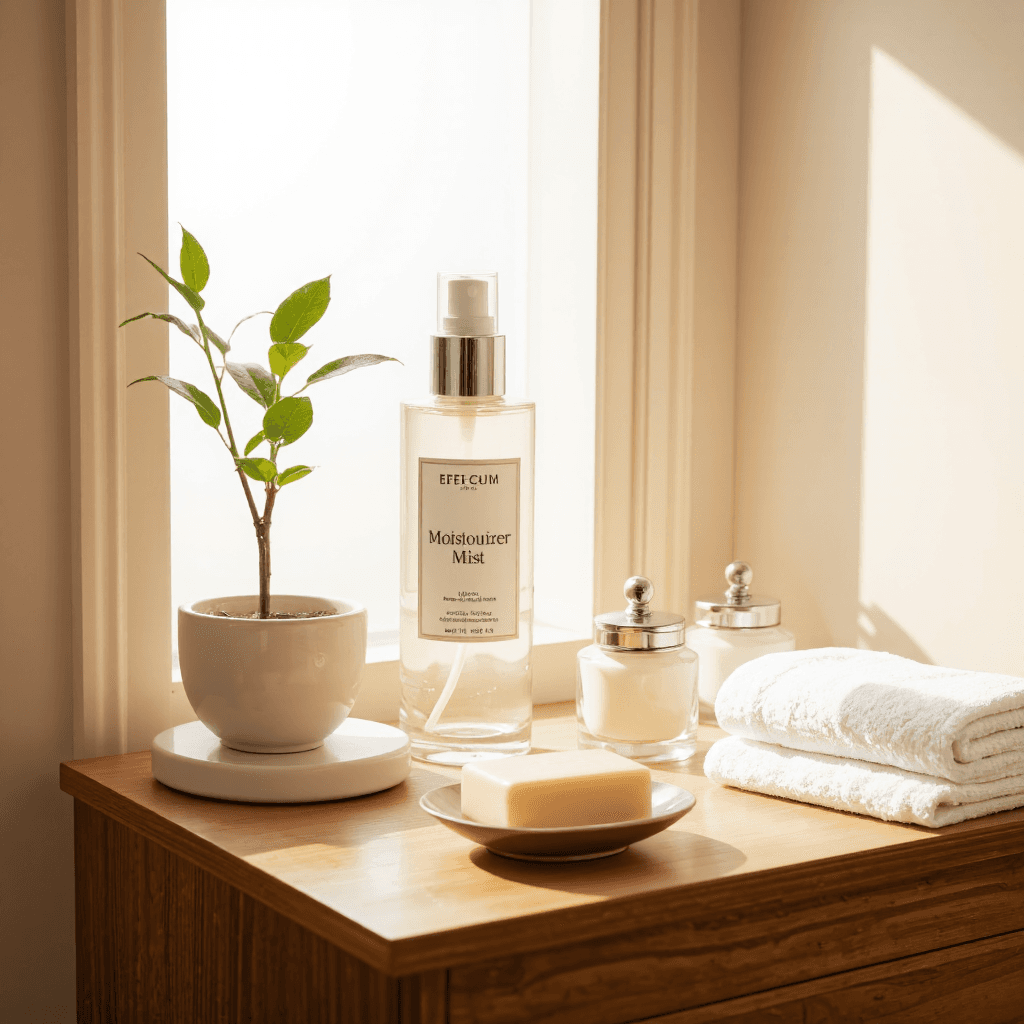 product photography of bottle of moisturizer mist