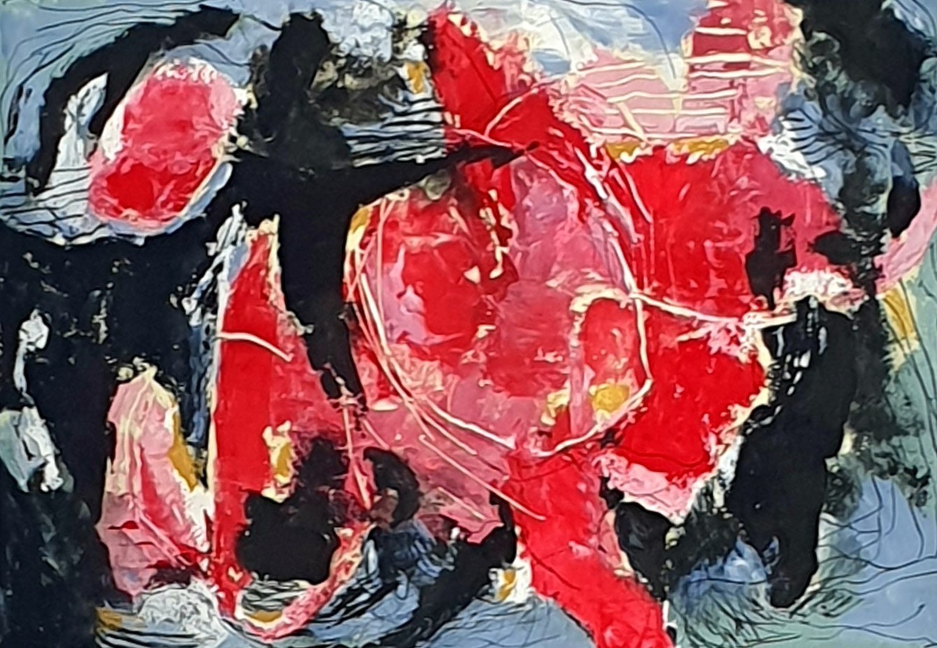 Red and Abstract | acrylverf op museumpapier | 40x55cm