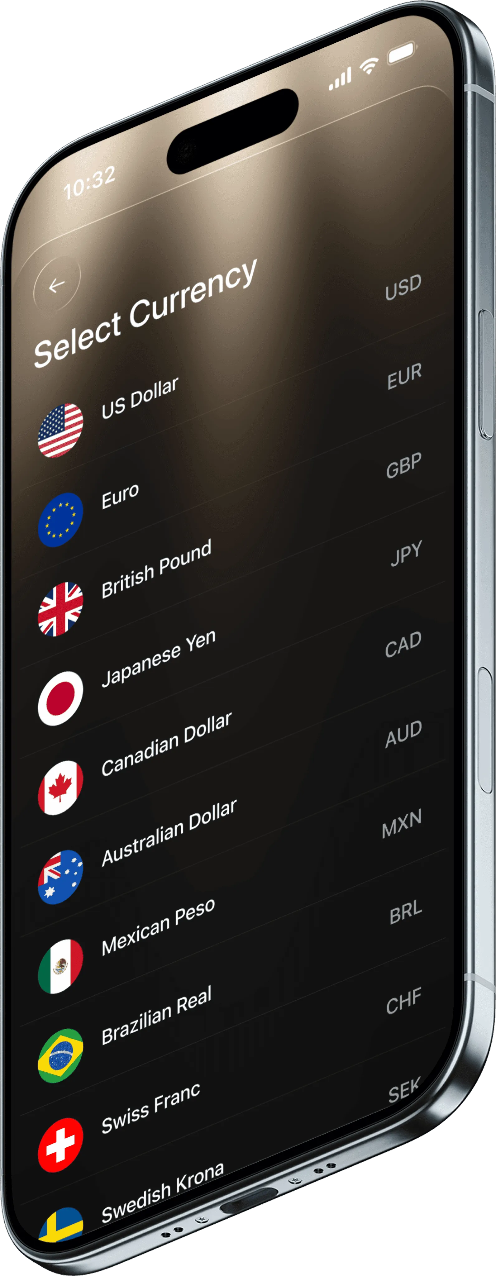 Charter Currency App UI