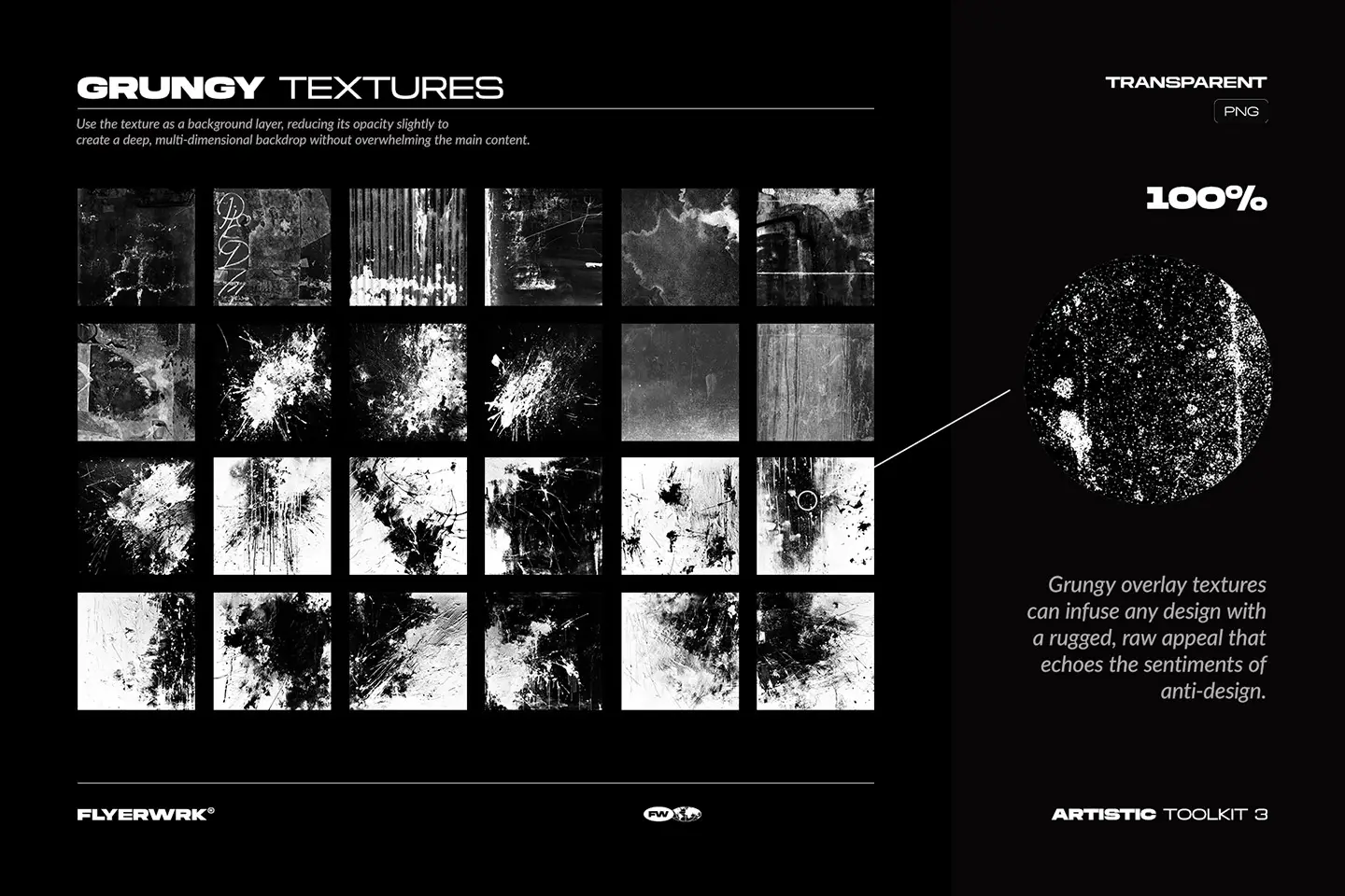 Artistic Toolkit 3 grunge overlay textures for distressed poster and collage designs