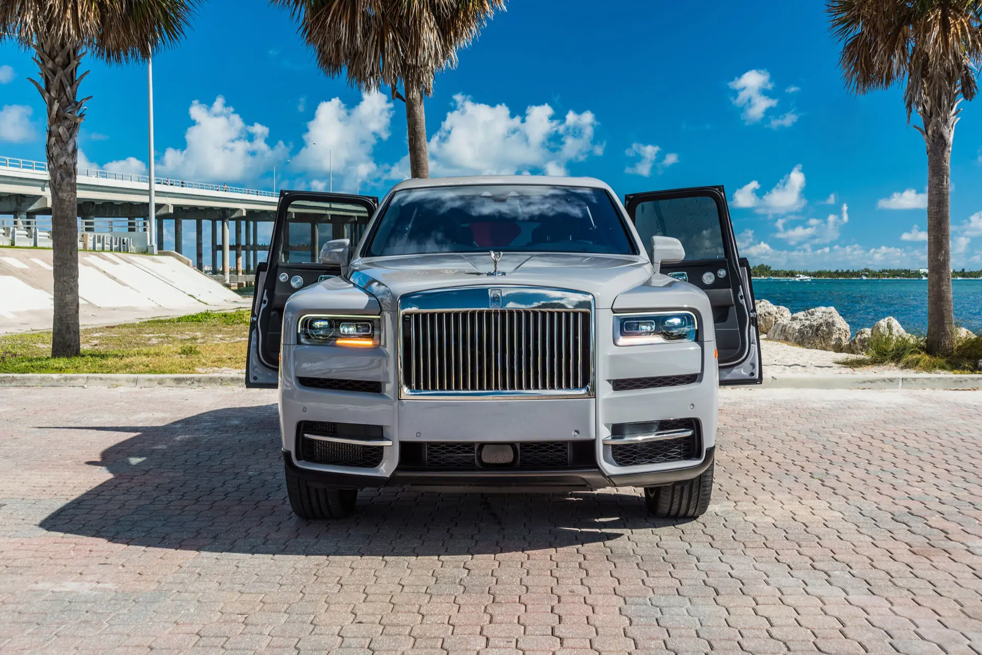 Rolls Royce Cullinan along Miami Beach coastline