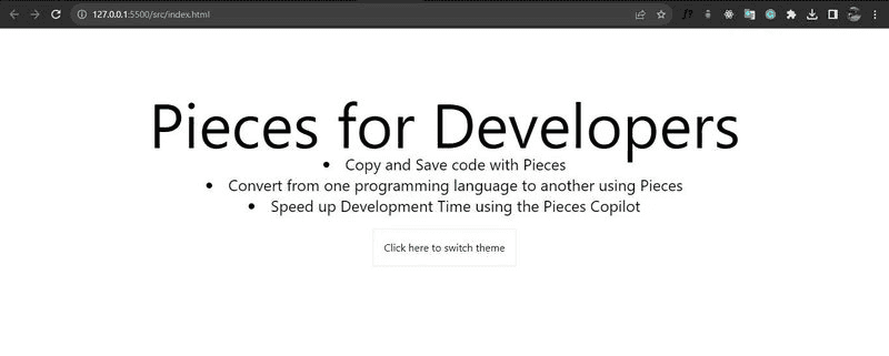 A Pieces for Developers home page.