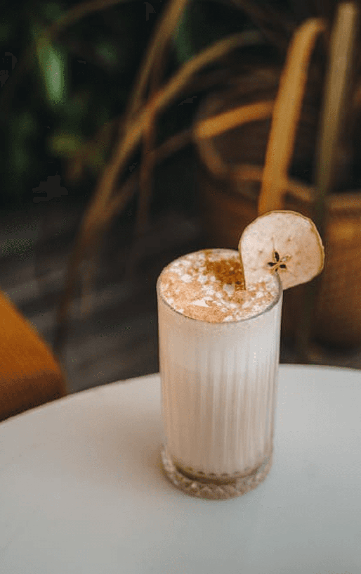 An apple macchiato in a glass 