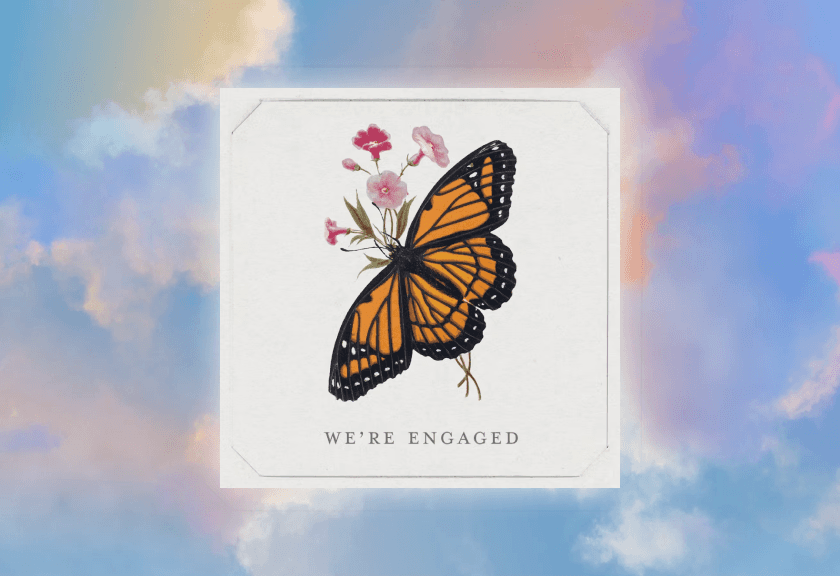 Minimal pastel watercolor save the date card with simple block lettering