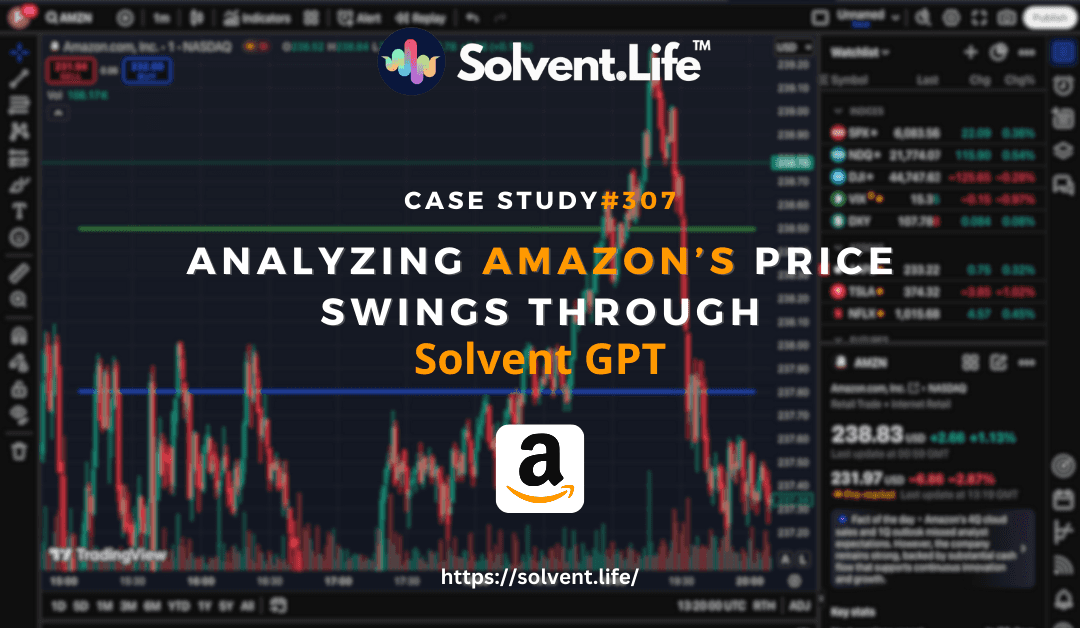 Solvent GPT AI bot forecasting profitable AMZN trade with real-time insights.