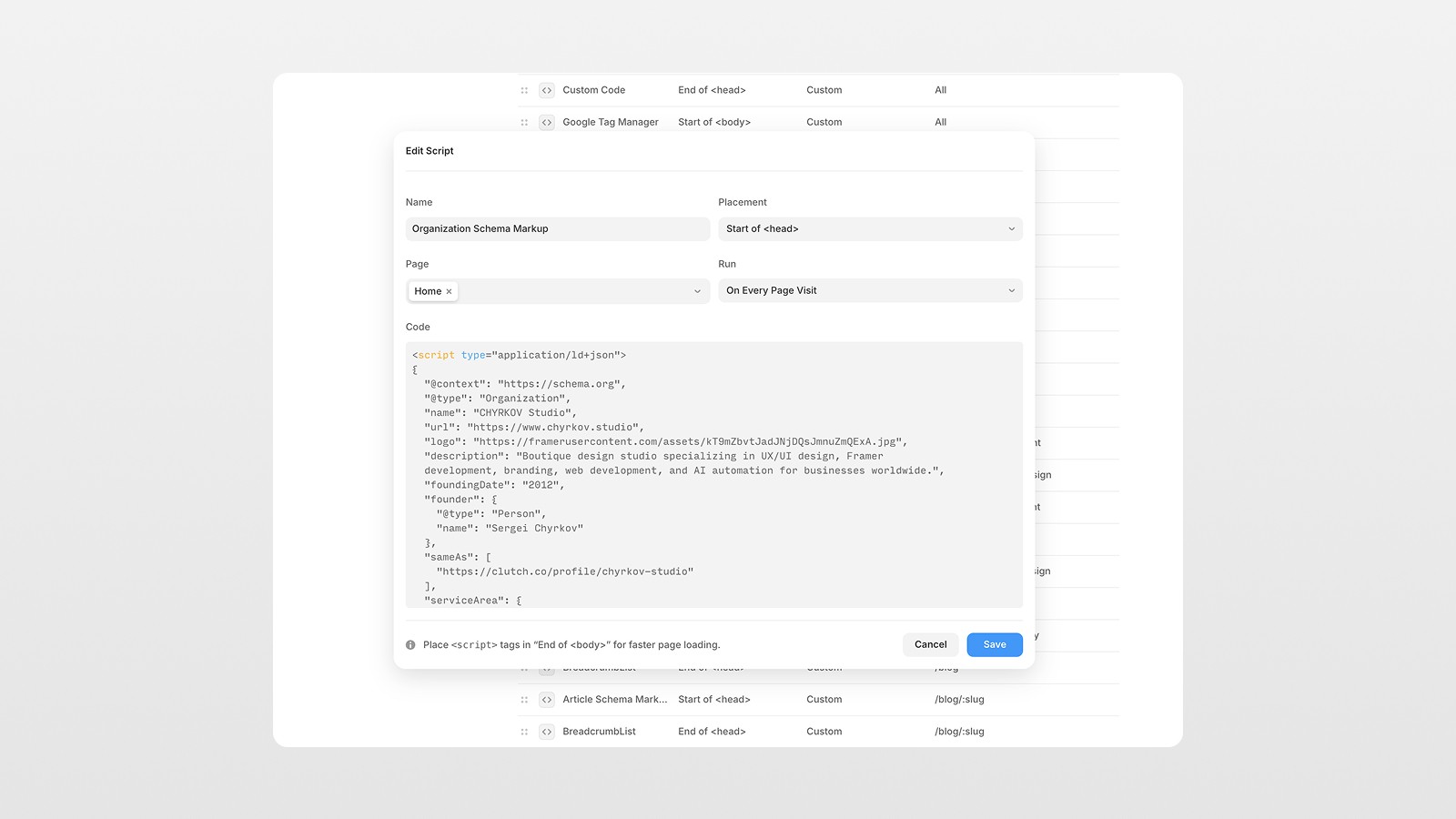 The prompt generates ready-to-use JSON-LD structured data code specific to your website