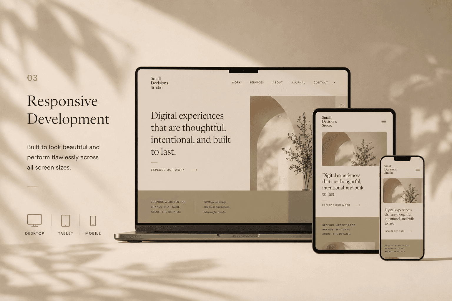 Responsive website design for mobile, tablet, and desktop devices