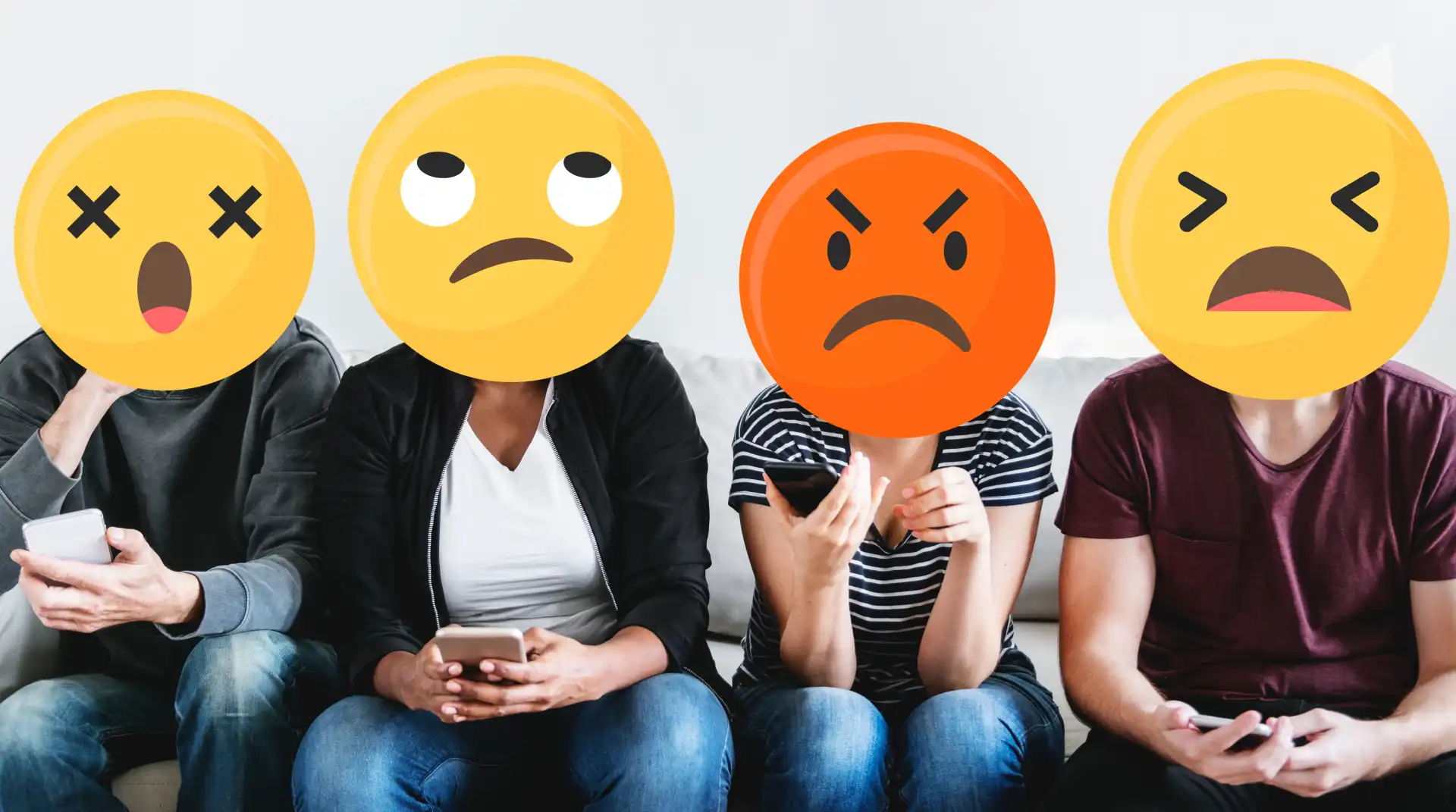 People holding disappointed emoji faces representing brand owners frustrated with invisible TikTok Shop traffic and missed buyer opportunities.