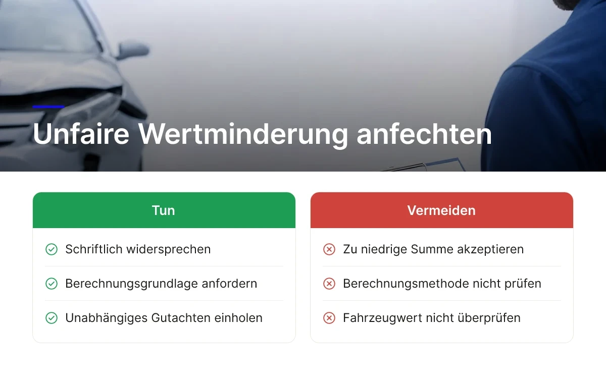 Unfaire Wertminderung anfechten