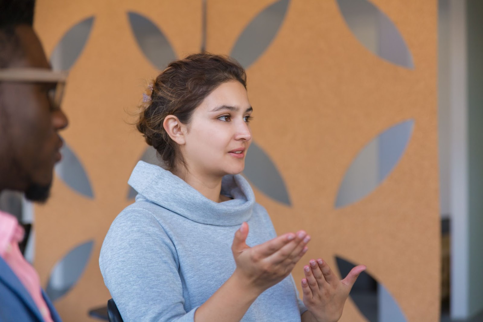 Woman speaking during a networking event