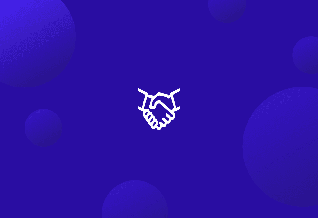 Handshake icon on blue background