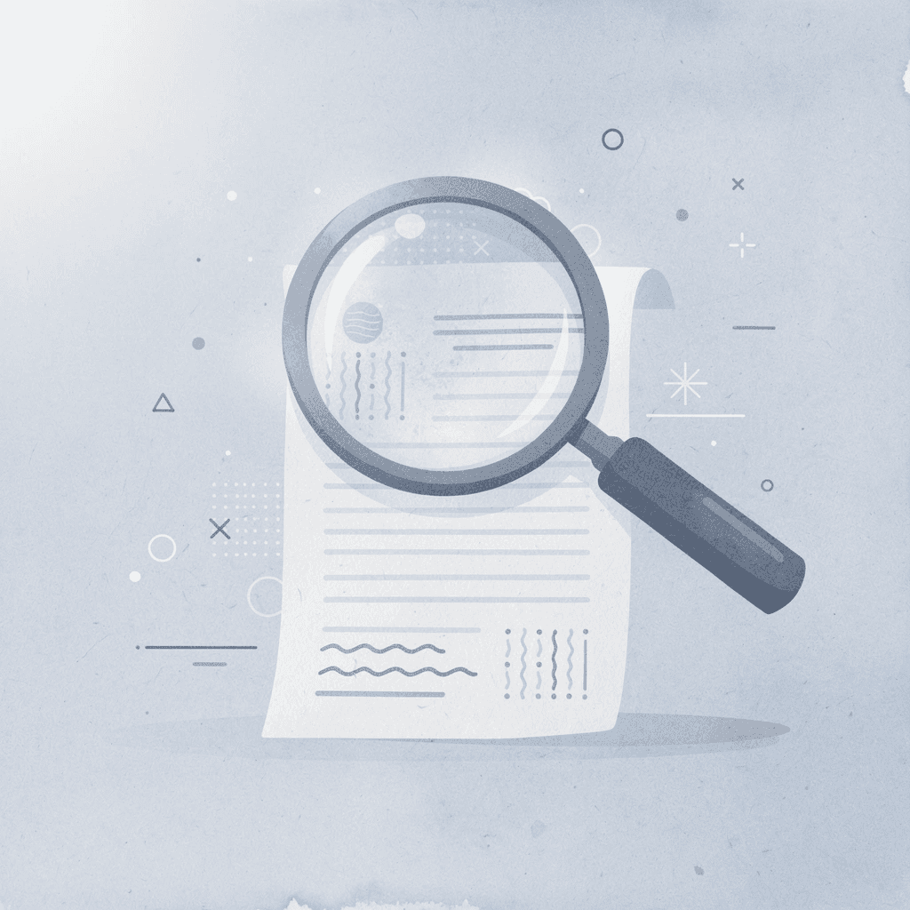 Magnifying glass examining trading documents representing prop firm analysis