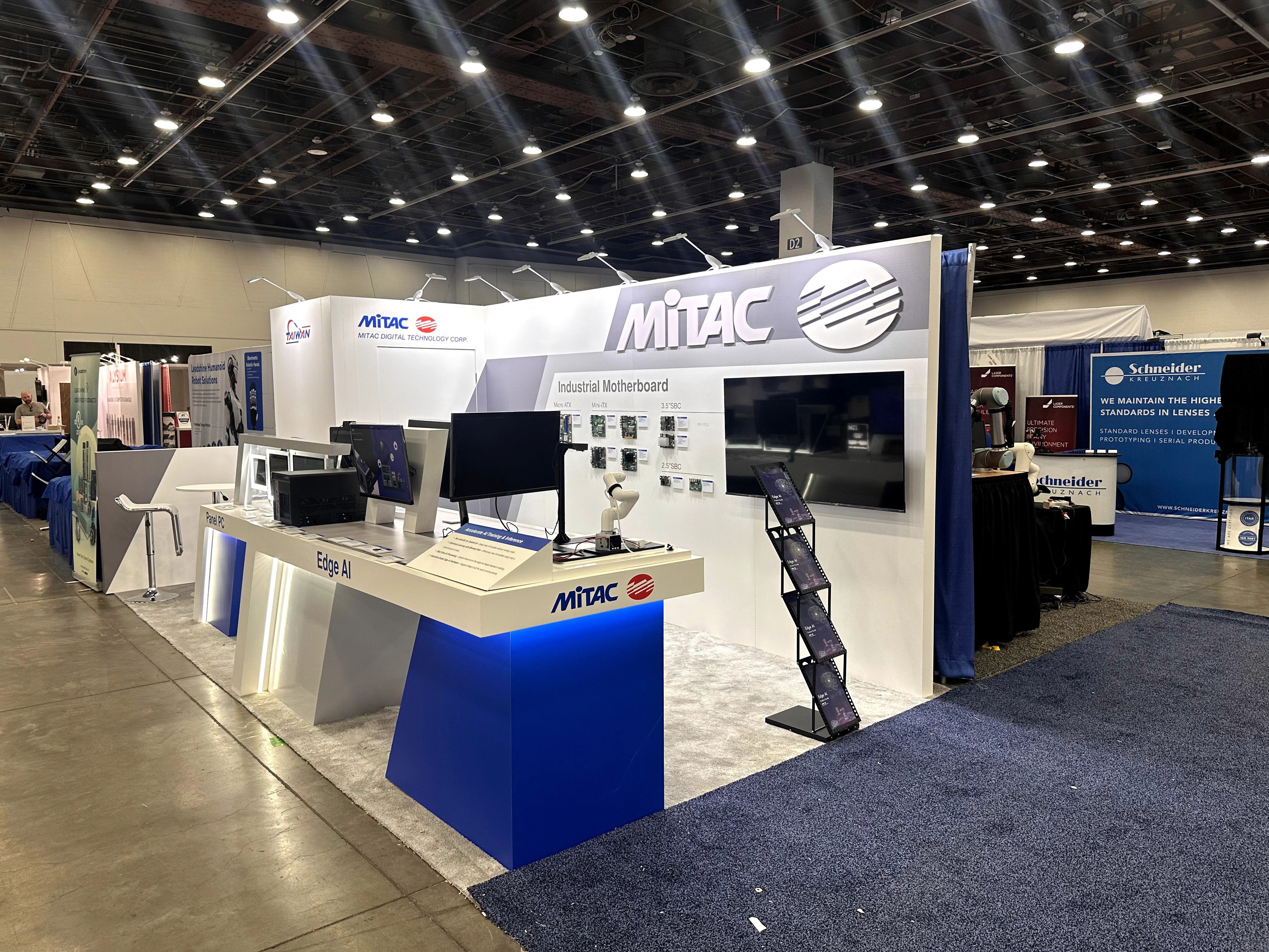 Industrial motherboard display wall and large screen in the MITAC Automate 2025 booth