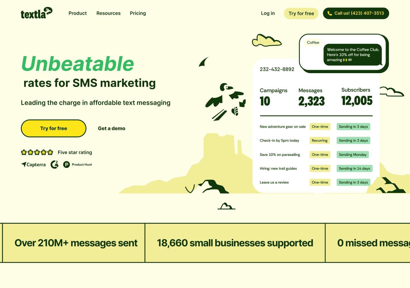 Landing page hero section design