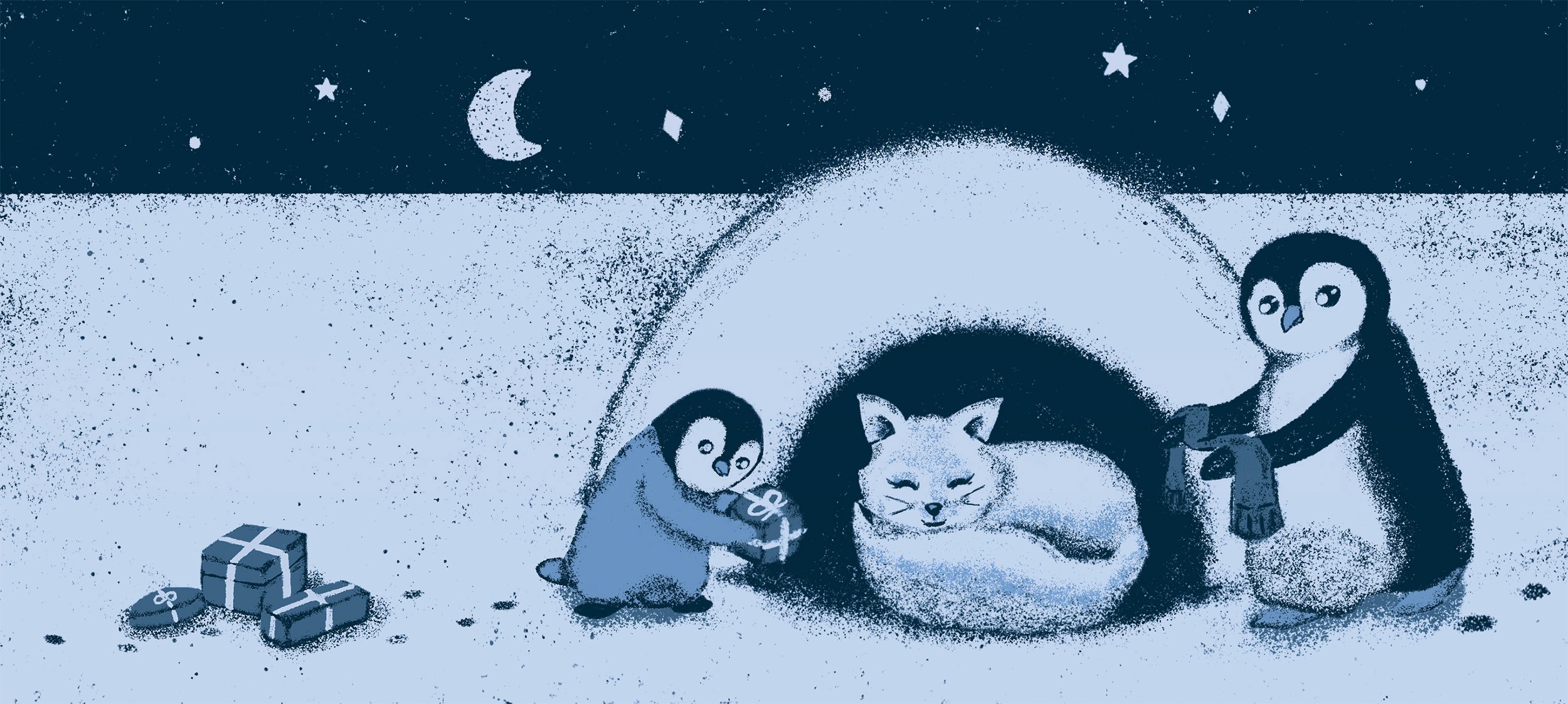 Penguins giving a fox