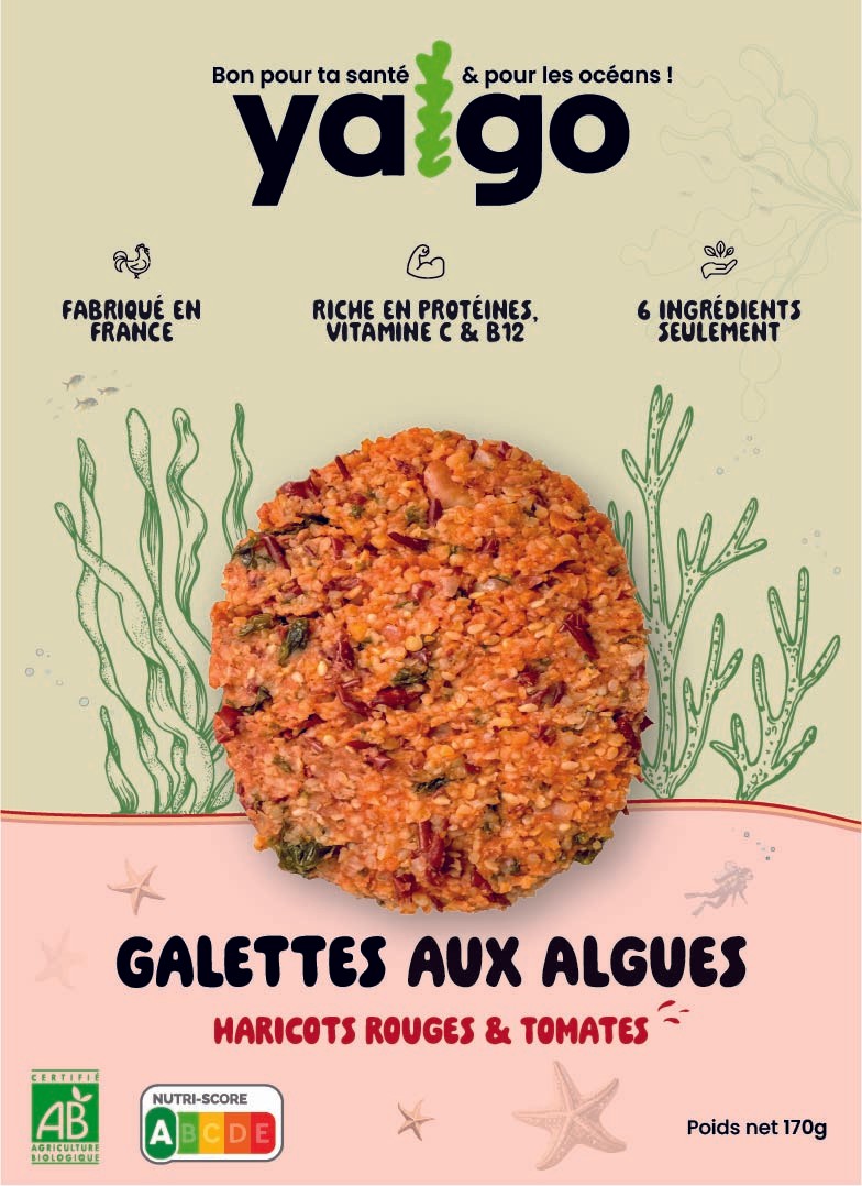 Packaging Yalgo, Galette végétale aux algues haricots rouges et tomates