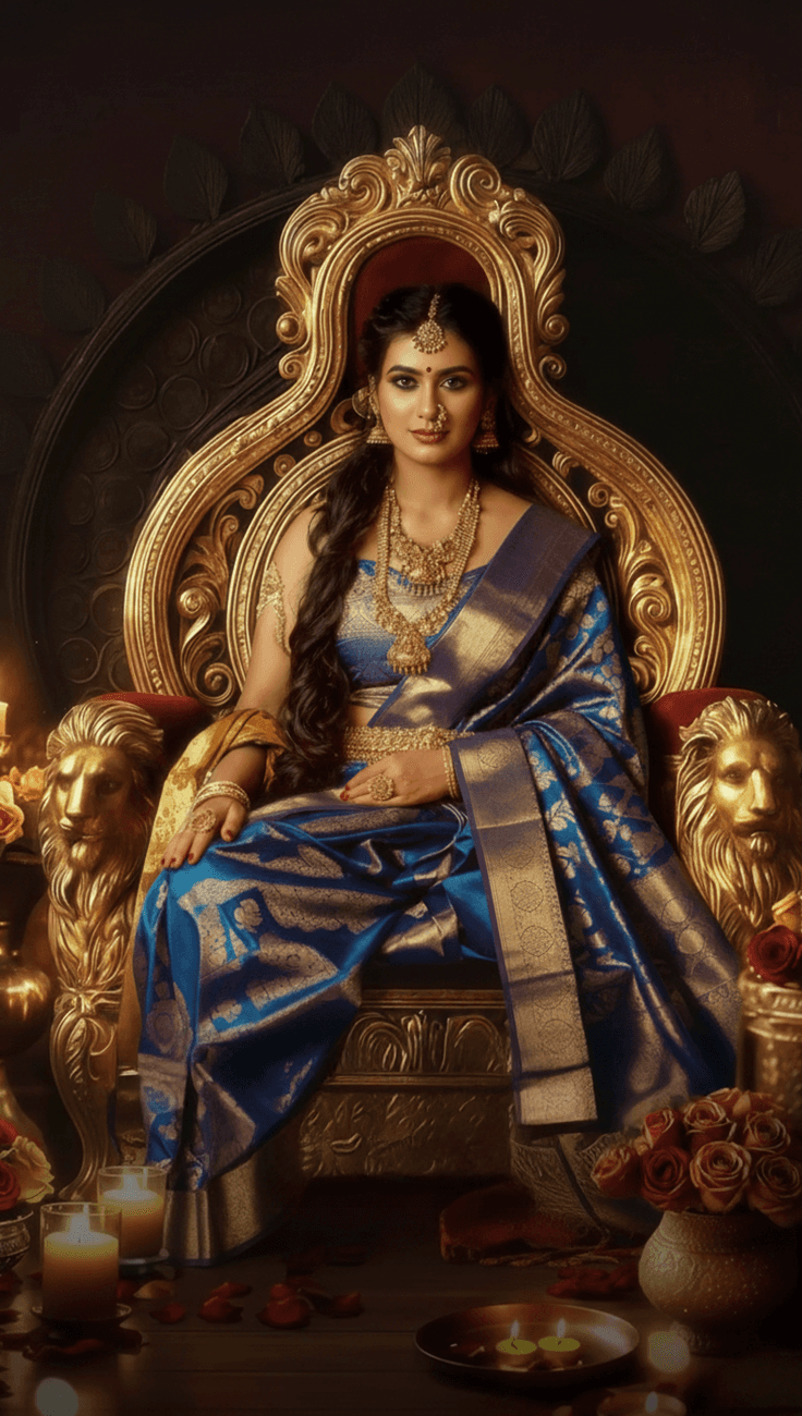 Celebrity-inspired saree styles on models, showcasing trendy drapes, statement blouses, and accessories inspired by current Bollywood fashion.