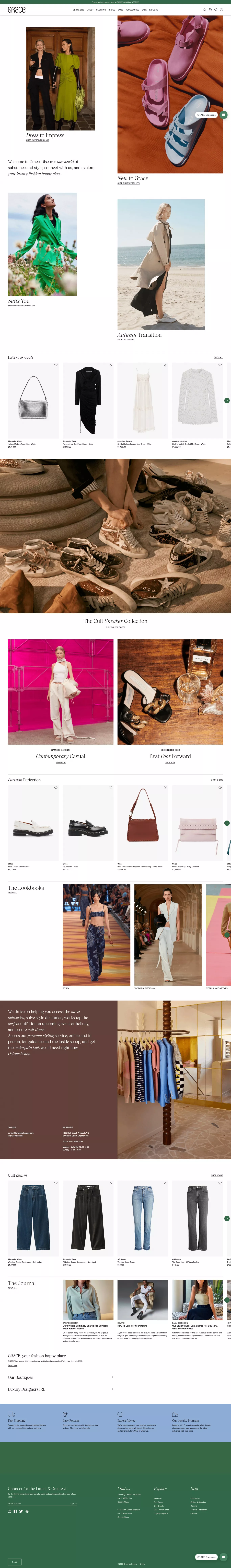 Grace Melbourne ecommerce page screenshot showcasing Fashion and Ecommerce design