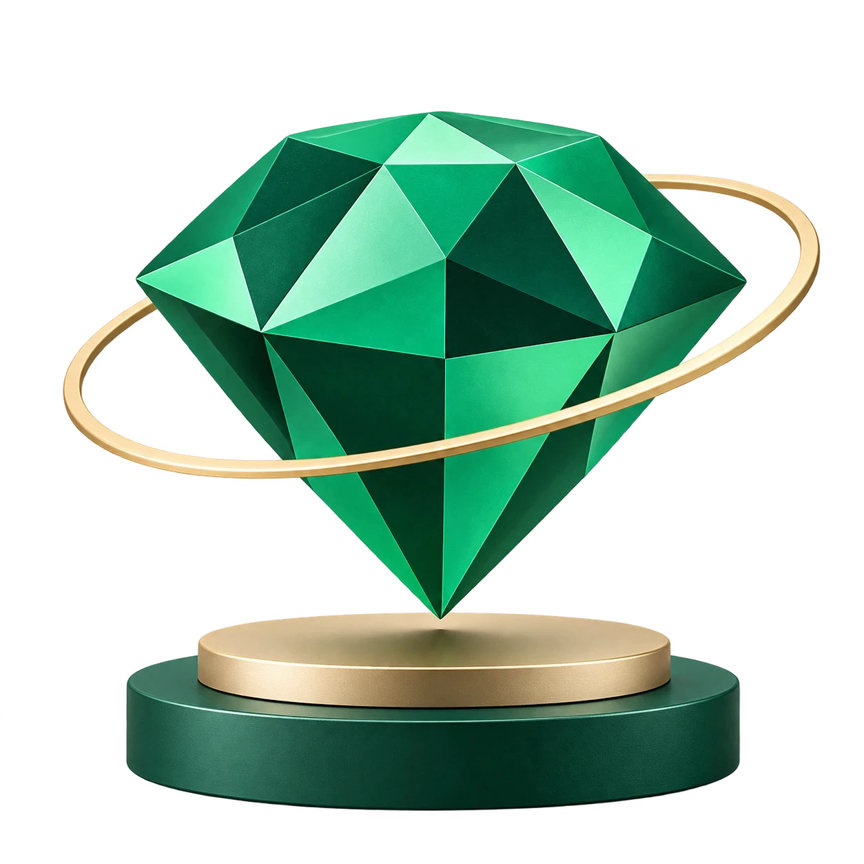 Mô hình 3D viên kim cương xanh có vành vàng — nhóm Diamond