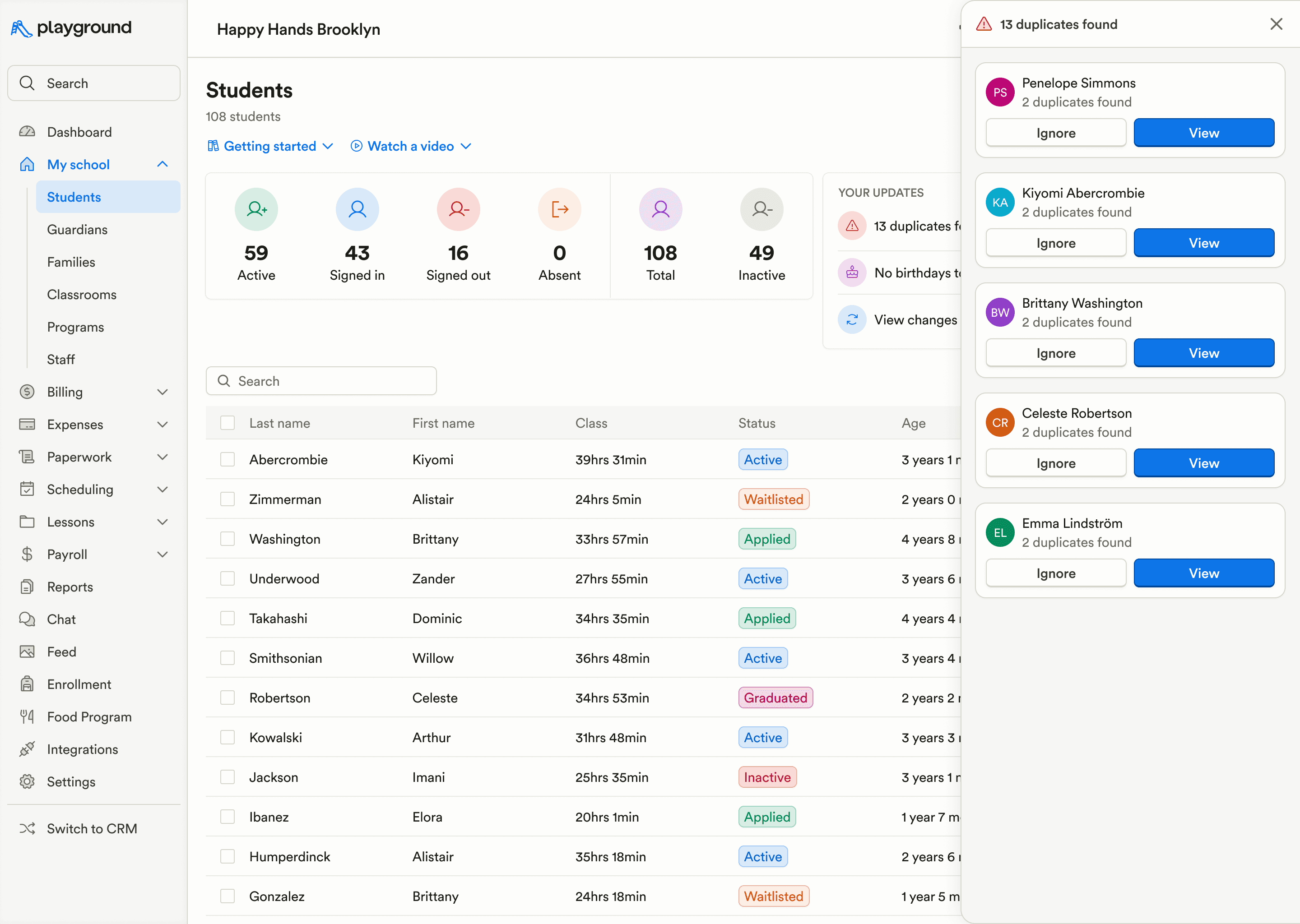 Manage duplicate students