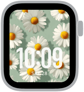 daisy pattern Apple Watch face preview 4 featuring floral, summer, and spring.