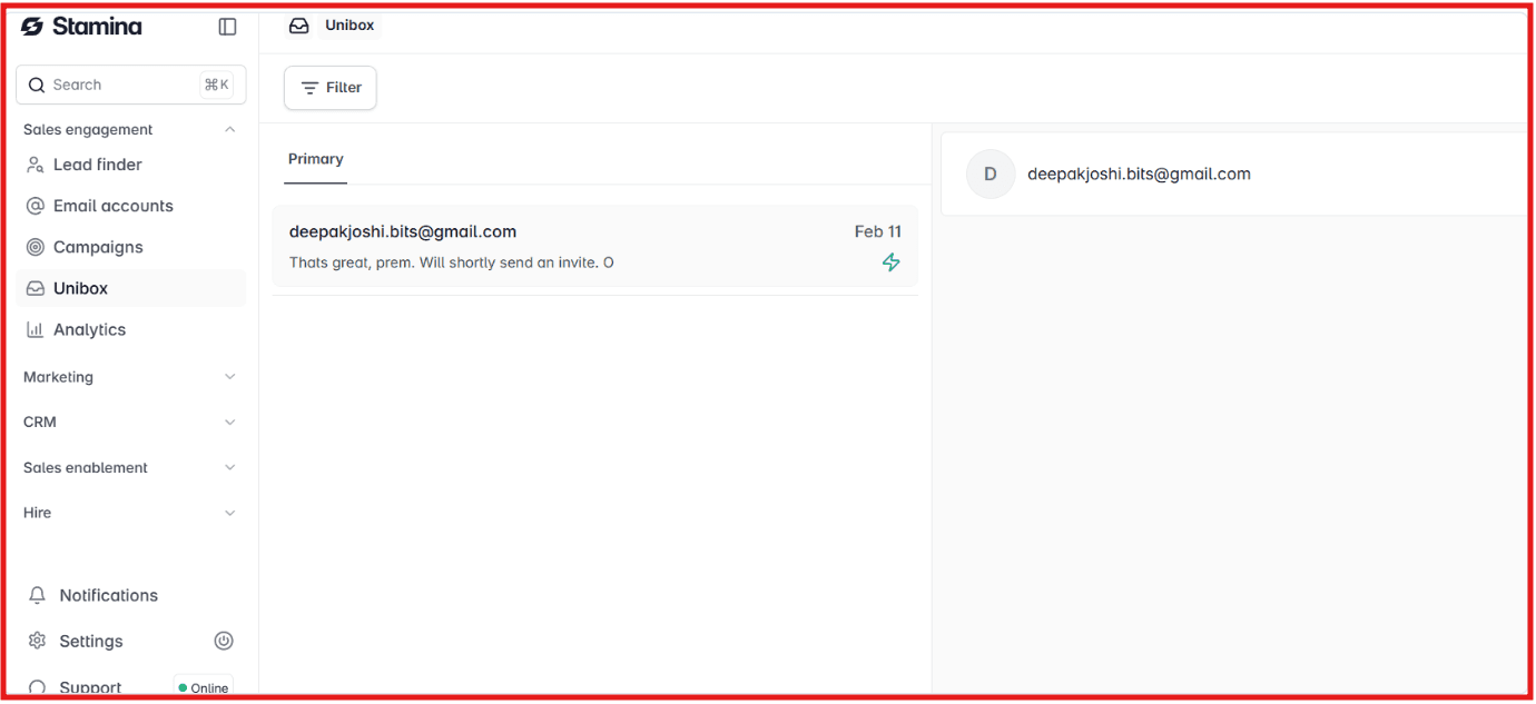 Stamina Unibox feature