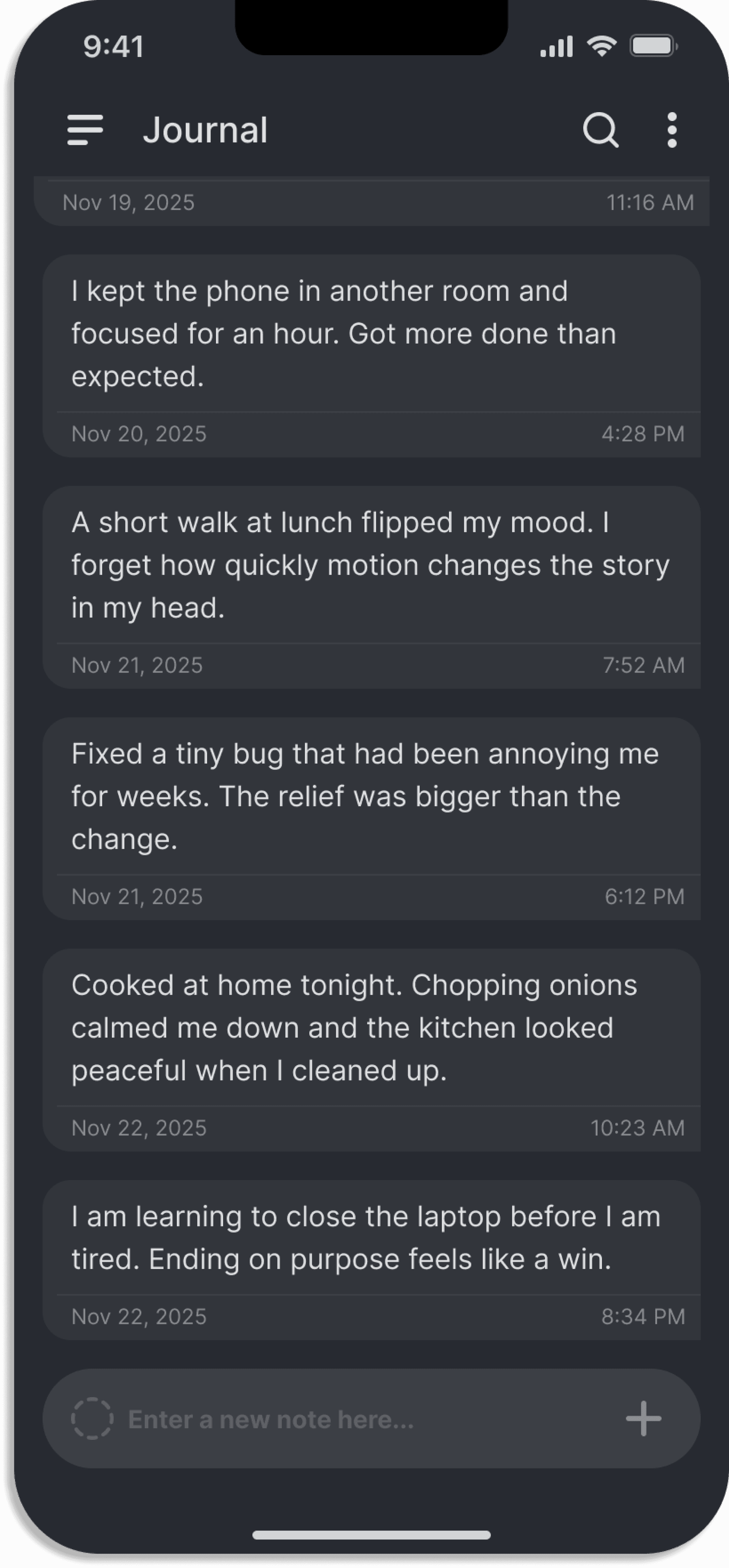 Use Notestream for your daily journal