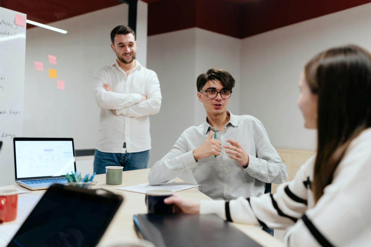 Two colleagues chatting