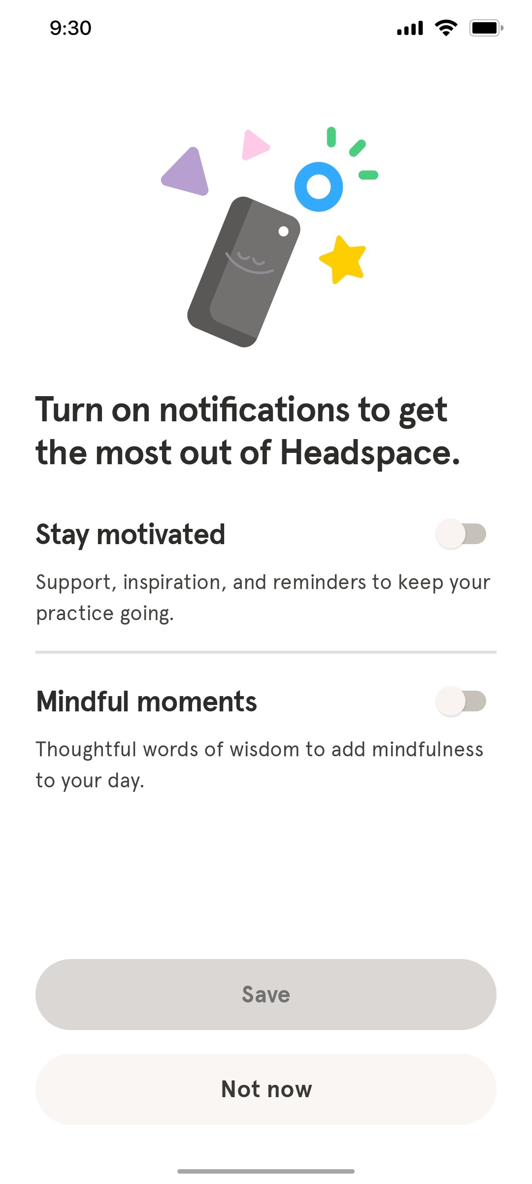 Headspace Turn notifications screen
