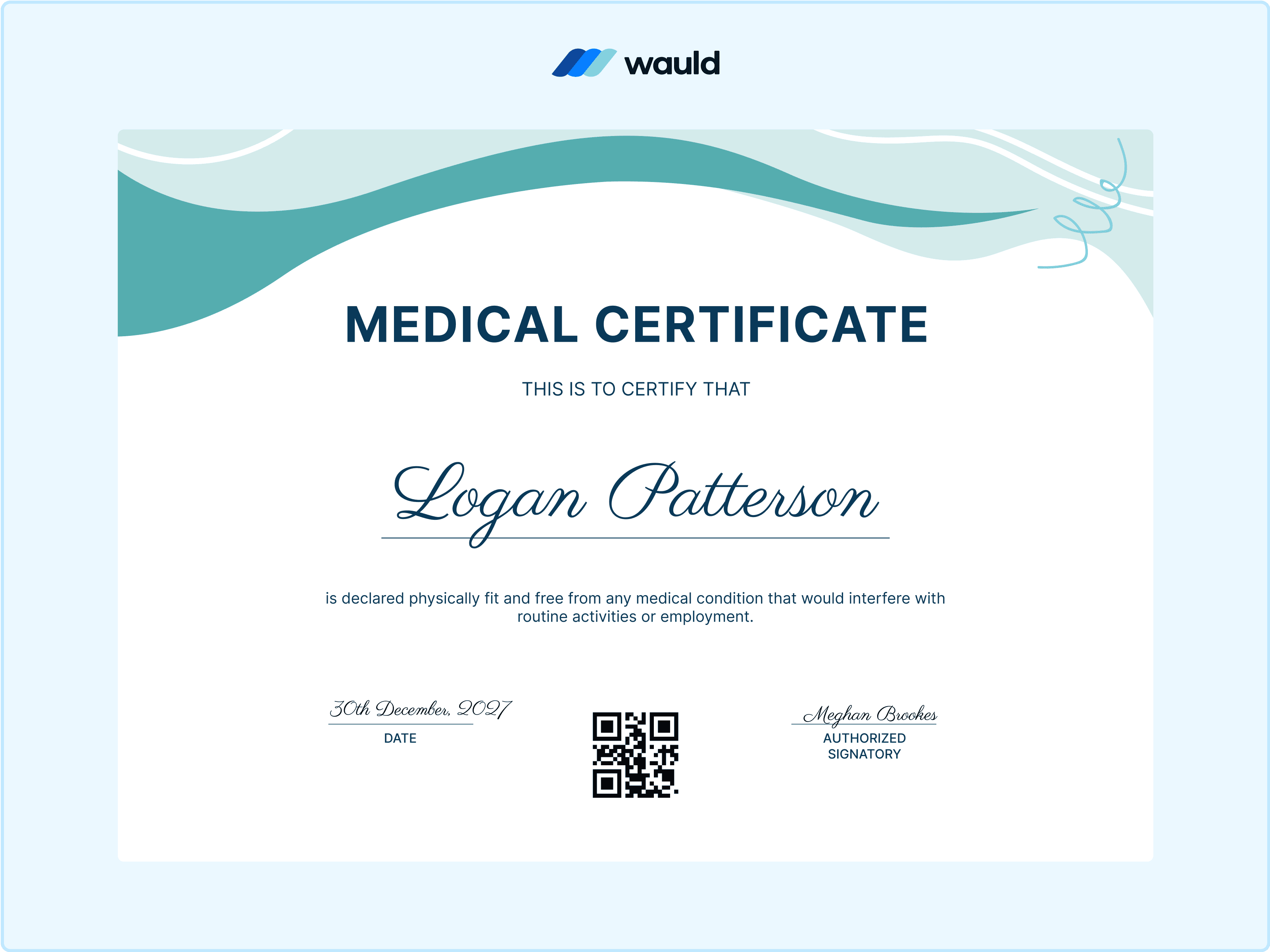 Wauld - A Certificate Template with Wavy Patterns