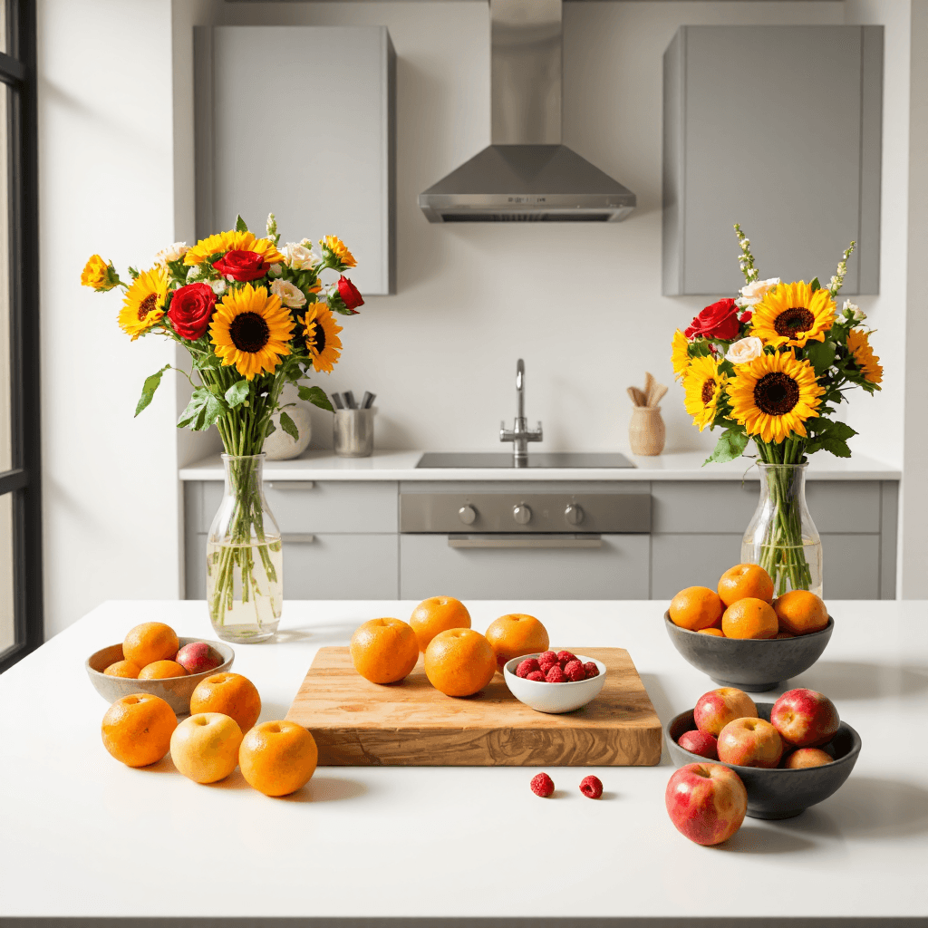 product photography of kitchen decor with fresh fruits