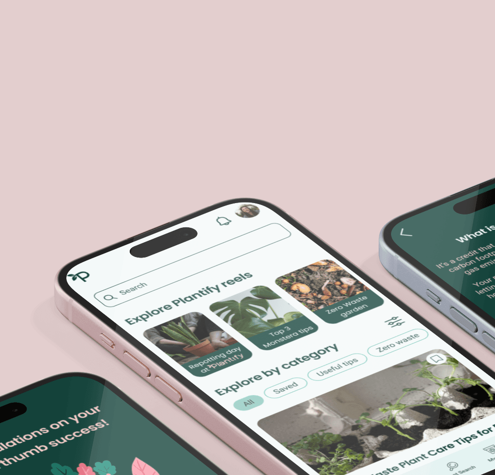 Plantify mobile app open on an iPhone