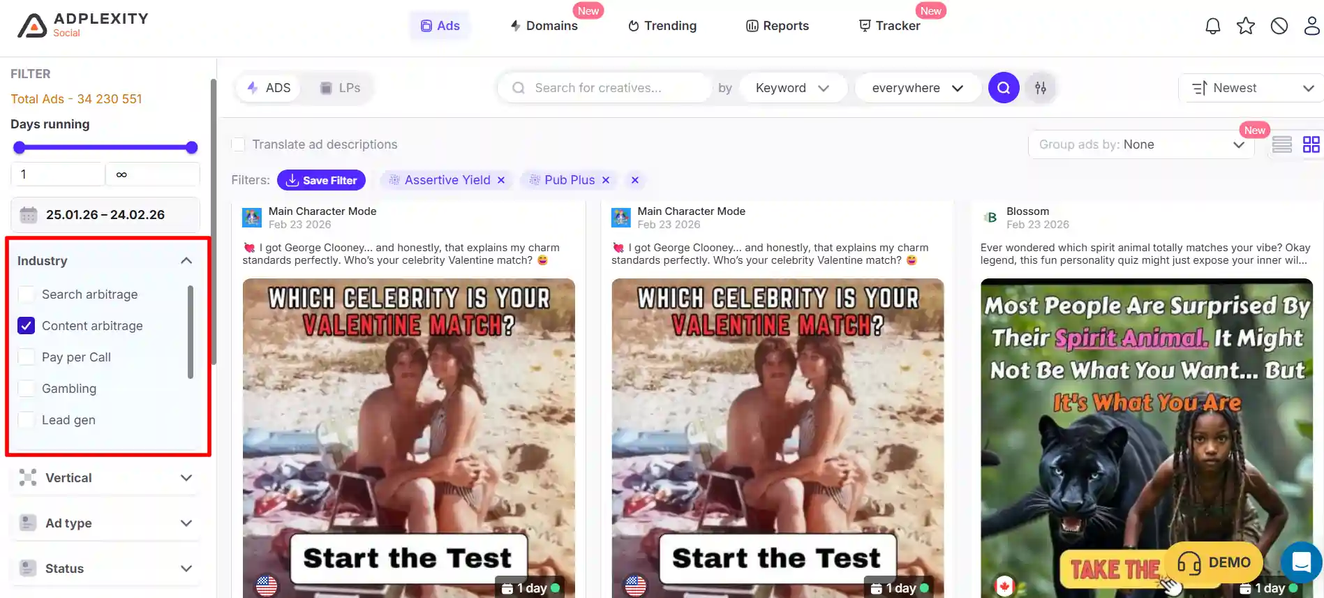 Industry Filters for Marketers to Spy on Winning Campaigns