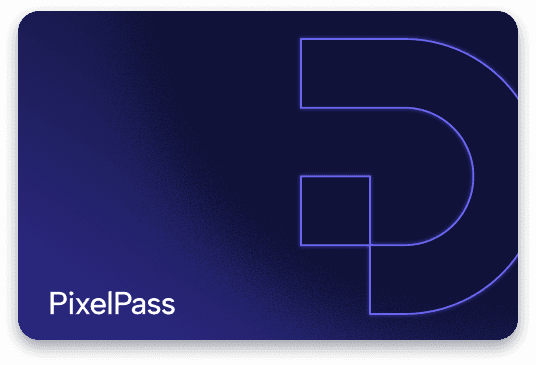 A card with the words PixelPass on it.