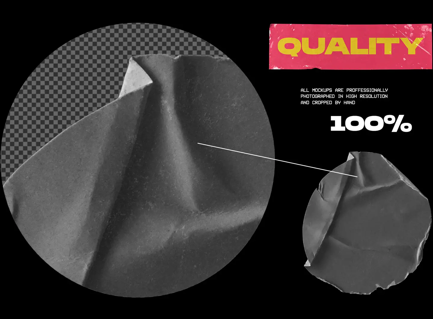 High-resolution zoom showing professional hand-cropped edges and realistic paper grain on a sticker mockup